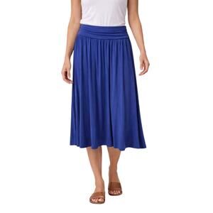 Trendy United Blue Pleated Midi Skirt Elastic Waist M